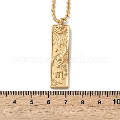 304 Stainless Steel Clear Cubic Zirconia Rectangle Constellation Pendant Necklaces for Women Men&nbsp;NJEW-S435-01G-H