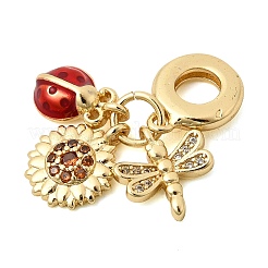Brass Micro Pave Cubic Zirconia European Dangle Charms&nbsp;KK-Z150-06G-01