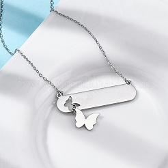 304 Stainless Steel Butterfly Pendant Cable Chain Necklaces for Women&nbsp;NJEW-P320-01B-P