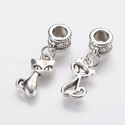 Tibetan Style Alloy Kitten European Dangle Charms&nbsp;PALLOY-F202-16AS
