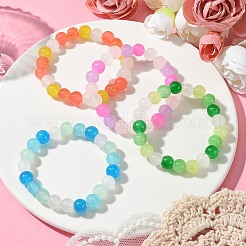 8mm Baking Paint Imitation Jade Glass Round Beaded Stretch Kids Bracelets for Girls Boys&nbsp;BJEW-JB10895