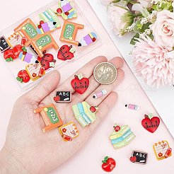 32Pcs 8 Styles School Theme Opaque Resin Cabochons&nbsp;CRES-SC0002-51