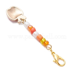 5Pcs 5 Styles Thanksgiving Day Alloy Enamel & Glass Seed Leaf Pumpkin Corn Pendant Decorations&nbsp;HJEW-JM04316