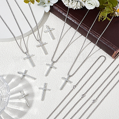 24Pcs Stainless Steel Religion Alloy Cross Pendant with 667 Stainless Steel(Grade 201 Equivalent) Box Chain Necklaces&nbsp;NJEW-TN0001-01