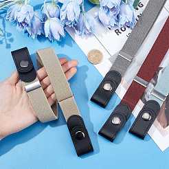 4Pcs 4 Style Unisex Adjustable No Buckle Imitation Leather Elastic Waist Belt&nbsp;AJEW-GF0003-27A