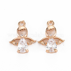 Rack Plating Brass Micro Pave Clear Cubic Zirconia Charms&nbsp;KK-T060-47-RS