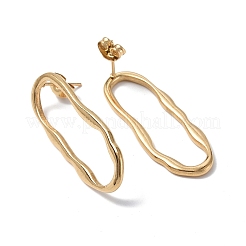 Ion Plating(IP) 304 Stainless Steel Twist Hollow Oval Stud Earrings for Women&nbsp;EJEW-F300-05G