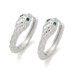 Brass Green Cubic Zirconia Hoop Earrings&nbsp;EJEW-Q016-12P