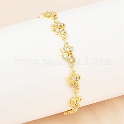 Brass Micro Pave Clear Cubic Zirconia Link Chain Bracelets for Women&nbsp;BJEW-A090-10E-G
