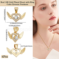 4Pcs Brass Pave Cubic Zirconia Pendants&nbsp;KK-BBC0018-02