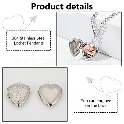 20Pcs 304 Stainless Steel Locket Pendants&nbsp;STAS-PH0005-68