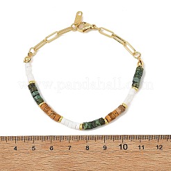 Natural Picture Jasper and Natural African Turquoise(Jasper) Beaded Bracelets&nbsp;BJEW-JB14427