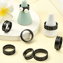 16Pcs 8 Styles 201 Stainless Steel Grooved Finger Ring Settings&nbsp;RJEW-SC0001-27