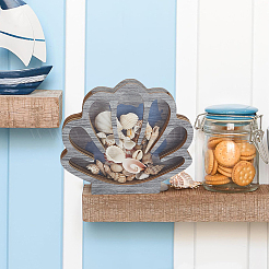 Shell Shape Wooden Jewelry Display Cases with Visible Window&nbsp;ODIS-SP0001-14B