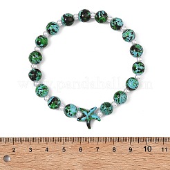 Dyed Synthetic Turquoise & ABS Plastic Imitation Pearl Beads Stretch Bracelets for Women&nbsp;BJEW-JB13642