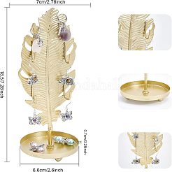 Iron Earring Display Stands with Round Tray&nbsp;EDIS-WH0016-018A