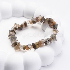 Natural Moonstone Chip Beaded Stretch Bracelets for Women Men&nbsp;BJEW-L038-01D