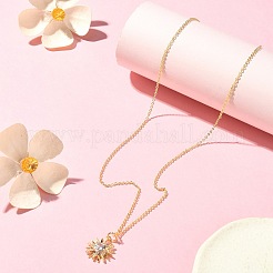 Clear Cubic Zirconia Sun Pendant Necklace with Cable Chains&nbsp;NJEW-JN04294