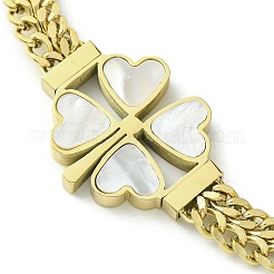 Natural Shell Clover Link Bracelets with 304 Stainless Steel Chains&nbsp;BJEW-Q775-08G