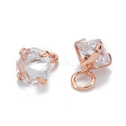 Brass Clear Cubic Zirconia Charms&nbsp;ZIRC-G170-12RG