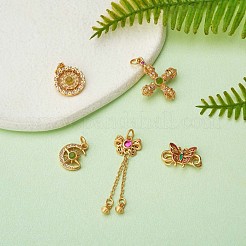 4Pcs Brass Pendants with Cubic Zirconia&nbsp;JX207A