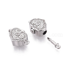 Brass Micro Pave Clear Cubic Zirconia Box Clasps&nbsp;KK-Q074-07P
