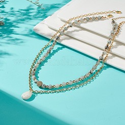 2Pcs 2 Style Natural New Jade Teardrop Pendant Necklaces Set&nbsp;NJEW-JN04079
