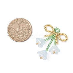 Glass Seed Beaded Bowknot with Flower Pendants&nbsp;PALLOY-MZ01129-04