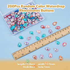 200Pcs Druzy Teardrop Sew on Rhinestone&nbsp;RESI-DC0001-35