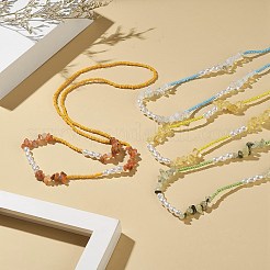 Gemstone Chips & Plastic Pearl & Glass Seed Waist Beads&nbsp;NJEW-C00031