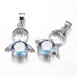 Brass Cubic Zirconia Pendants&nbsp;ZIRC-P016-28P