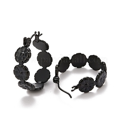 Flower 304 Stainless Steel Hoop Earrings for Women Ion Plating(IP)&nbsp;STAS-A057-15EB