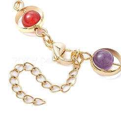 Real 24K Gold Plated Brass Ring & Bar Link Chain Bracelet&nbsp;BJEW-TA00390