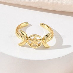 Brass Cuff Open Rings for Women&nbsp;RJEW-L343-10G