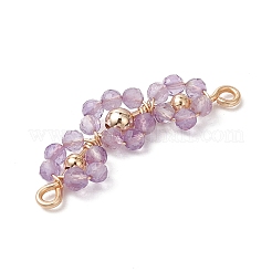 4Pcs 4 Styles Natural Apatite & Carnelian & Rainbow Moonstone & Amethyst Faceted Round Beaded Curved Connector Charms&nbsp;PALLOY-TA00238