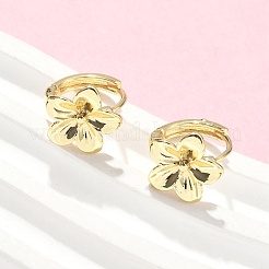 Flower Brass Hoop Earrings&nbsp;EJEW-Z102-01G