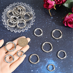 24Pcs 4 Styles Zinc Alloy Spring Gate Rings&nbsp;FIND-GF0007-02