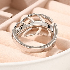 Rack Plating Brass Cuff Finger Rings for Women&nbsp;RJEW-C115-02P