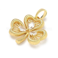 Brass Micro Pave Clear Cubic Zirconia Pendants&nbsp;KK-B171-03G-01