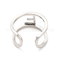 Clear Cubic Zirconia Initial Letter Open Cuff Ring&nbsp;RJEW-A012-01P-E