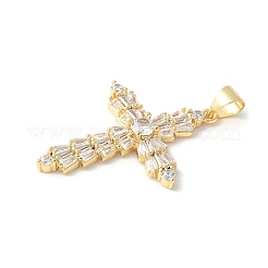 Brass Micro Pave Cubic Zirconia Cross Pendants&nbsp;ZIRC-I071-04G-02