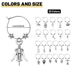 23Pcs 23 Styles Brass Wine Glass Charms&nbsp;AJEW-GL00003