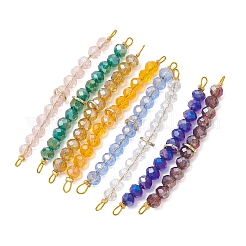 8Pcs 8 Colors Glass Faceted Rondelle Beaded Connector Charms&nbsp;PALLOY-JF04761