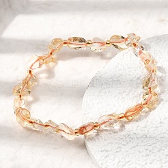 Heated Natural Citrine Beaded Stretch Bracelets&nbsp;GG-CBA05D5-02A-10