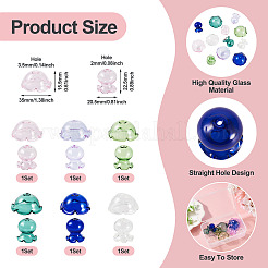 6 Sets 6 Colors Transparent Glass Bead Caps&nbsp;GLAA-BY0001-06