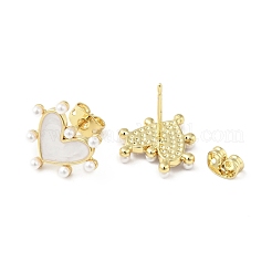 Rack Plating Brass Enamel Stud Earrings for Women&nbsp;EJEW-G311-02G