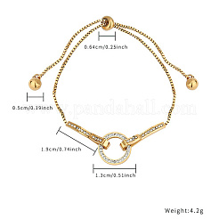 Cubic Zirconia Ring Link Slider Bracelet with Stainless Steel Box Chains&nbsp;OU1431-3
