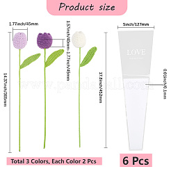 6Pcs 3 Colors Polyester Knitting Artificial Tulip Flower&nbsp;AJEW-CY0001-18