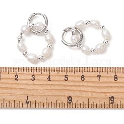 Natural Freshwater Pearl & Synthetic Hematite Bead & 202 Stainless Steel Hoop Earrings&nbsp;EJEW-JE07228