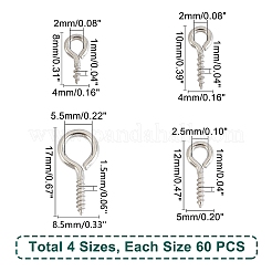 240Pcs 4 Style 304 Stainless Steel Screw Eye Pin Peg Bails&nbsp;STAS-DC0005-01